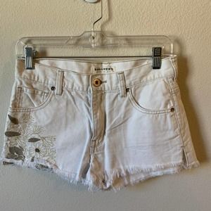 Bullhead Jean Shorts White Floral Embroidery